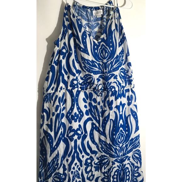 Velvet by Graham & Spencer Blue and White Midi Dress - Picture 1 of 5